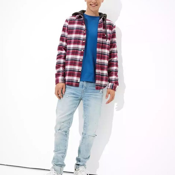 AE Super Soft Flannel Hoodie Burgundy - Picture 4 of 5